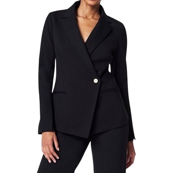 SPANX Jackets & Blazers - Spanx Assymetric one button blazer stretch black preppy sz M